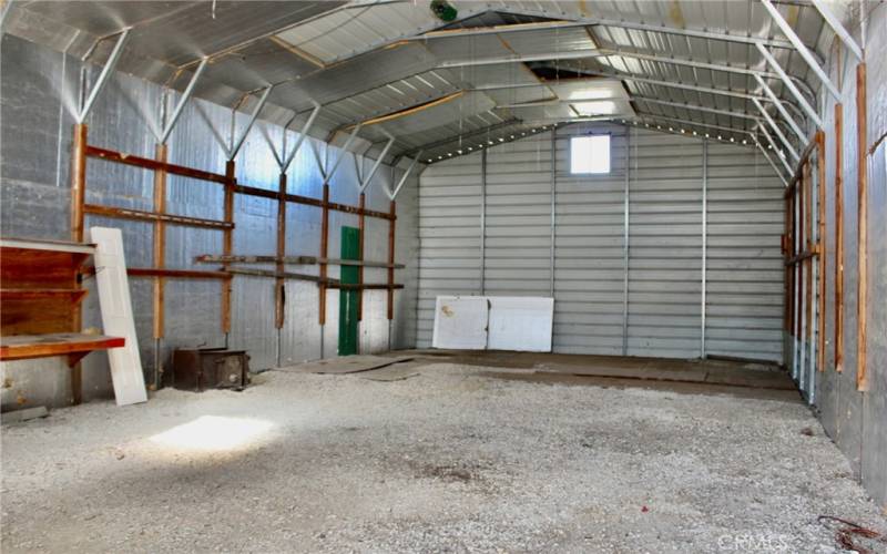 Inside view of barn/shop building - some of the interior walls have insulation panels.