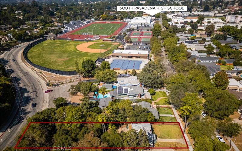 Overhead showing proximity to South Pasadena High School