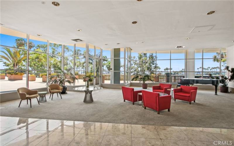 Lobby with baby grand piano