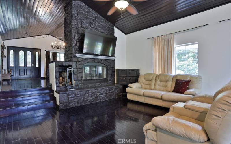 Family room with fireplace