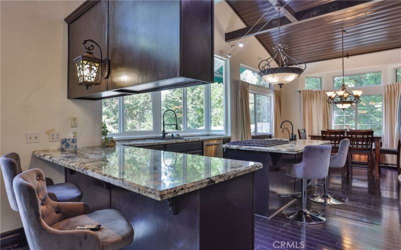 Kitchen with multiple seating areas