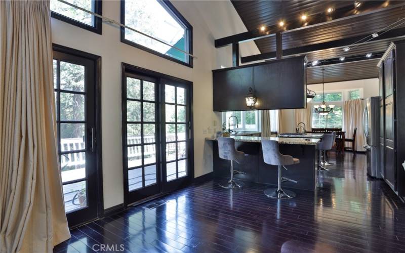 View to kitchen from family room