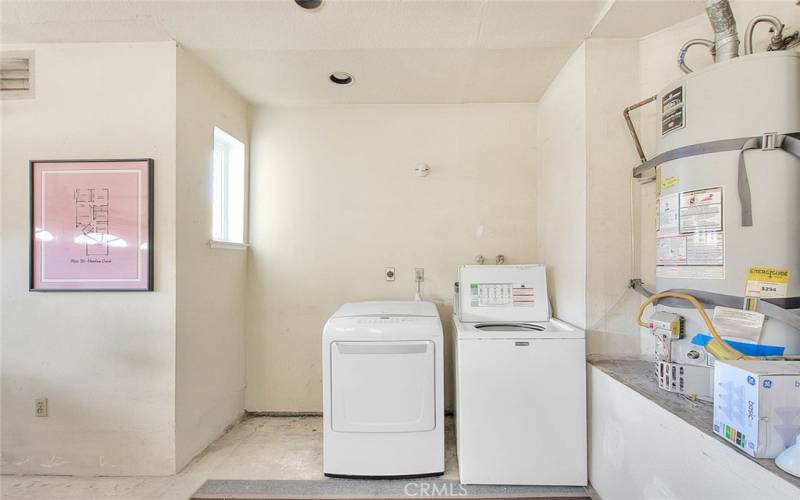 Laundry area in the garage