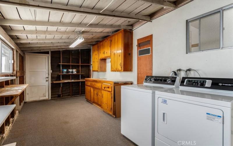 Laundry in garage area