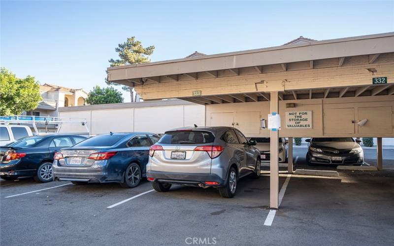 Carport parking with storage