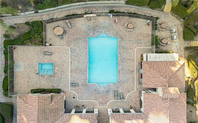 Aerial of pool and spa