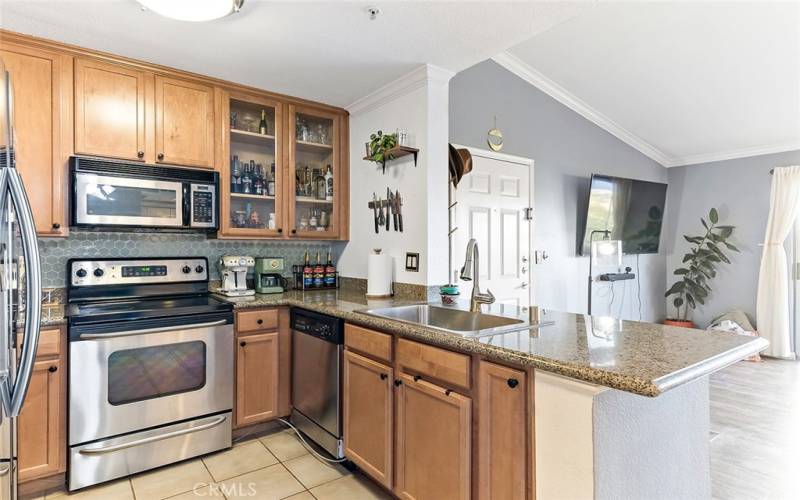 Prepare meals while still being in on the action in this open floor plan