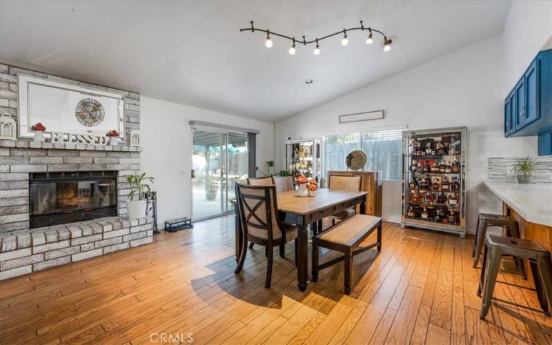 Dining room with fireplace