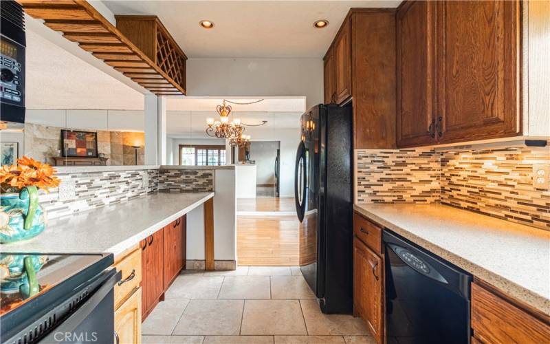 Kitchen, wood  ceiling wine glass storage