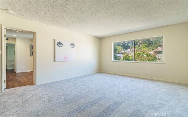 Master bedroom view of the hills, new carpet