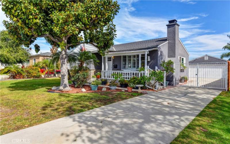 2 Car detached garage and long, gated driveway