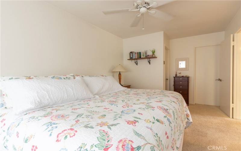 Large closet and bathroom access in the primary bedroom.