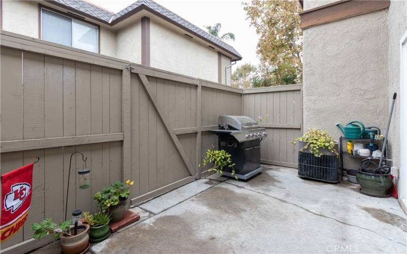 Gated patio perfect for bbq and gardening.