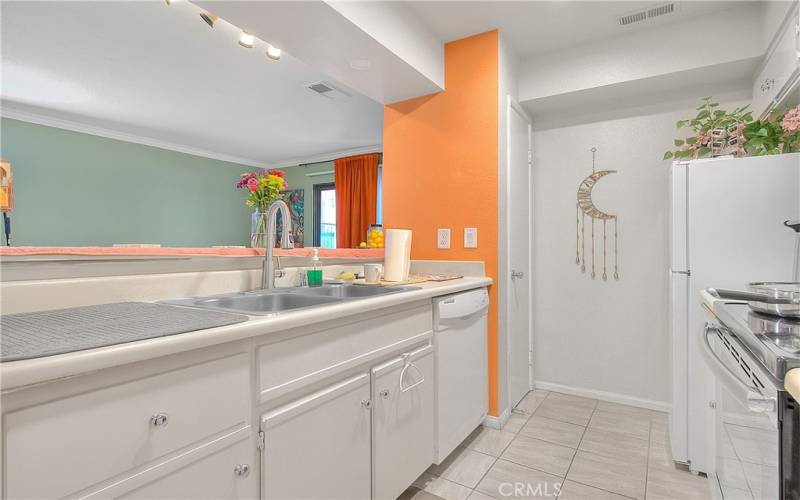 Sink cabinet opens up to the living room