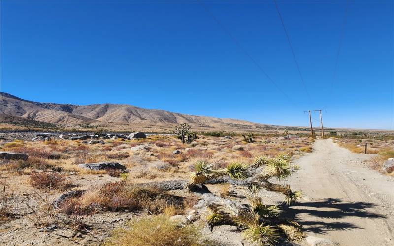 Railroad tracks and electric lines/towers on Powerline Road