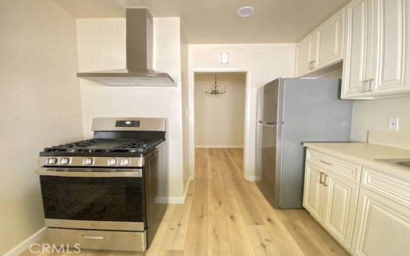 Remodeled kitchen with stainless steel appliances