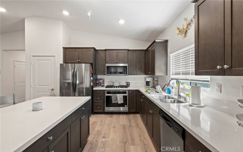 Lots of counter space and cabinets.