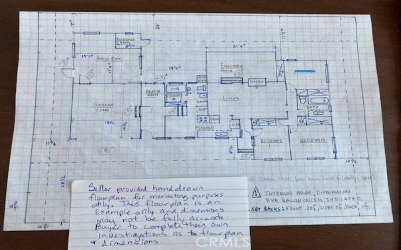 Seller drawn sample floor plan, please read note, all info to be verified & may not be accurate