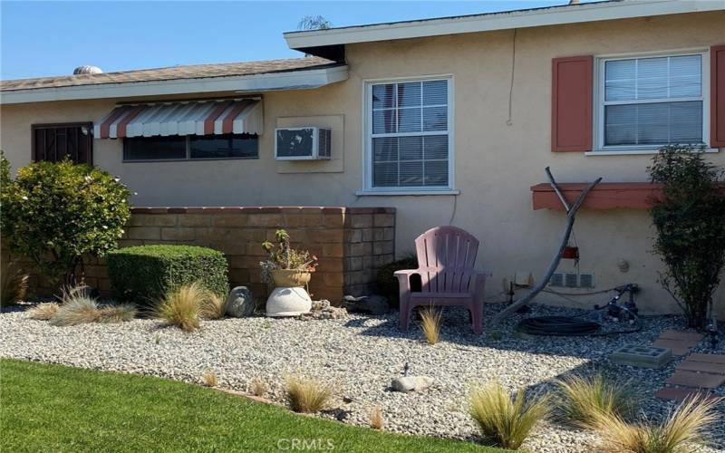 Landscaped center of front yard  - seating area