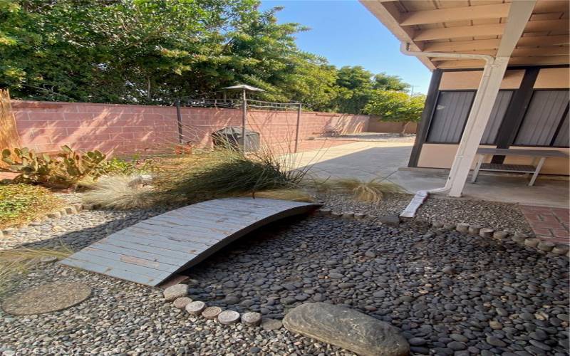 Partial view of court area and back yard looking south