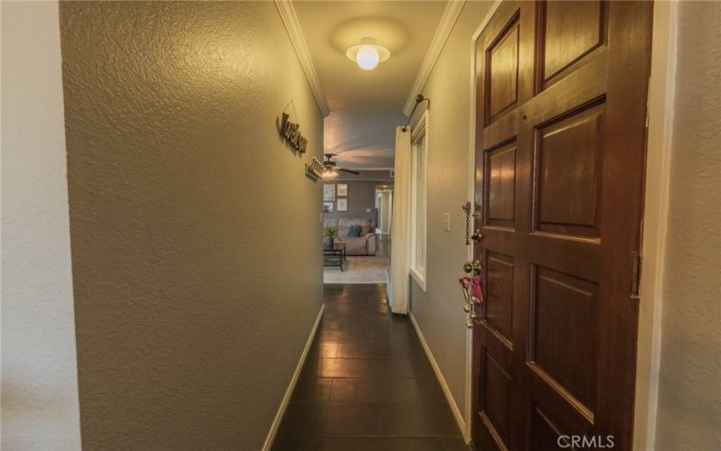 Long Hallway from front to back bedrooms