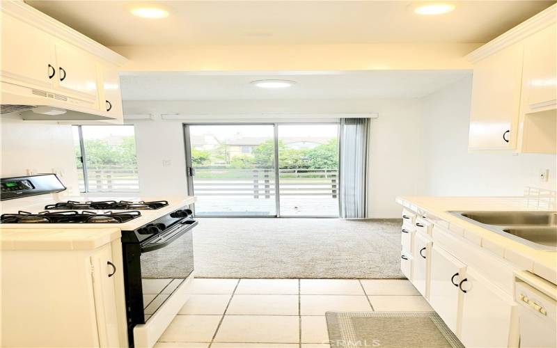 Galley Kitchen looking toward dinning area and balcony