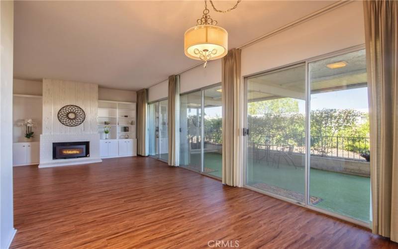 Living room area with shaded patio!