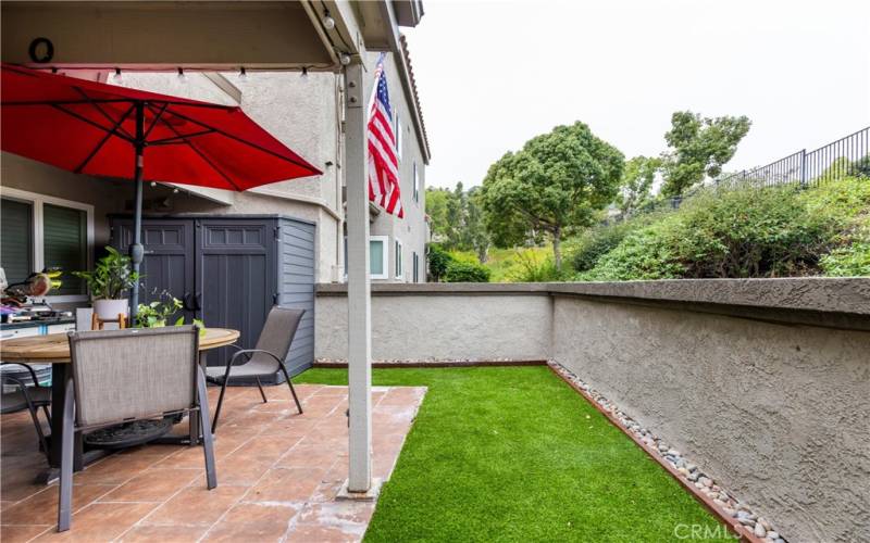 New turf installed in spacious patio