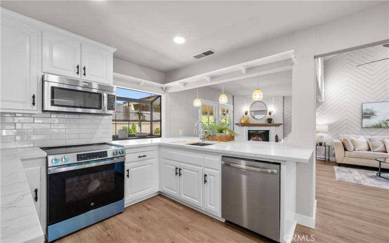 Kitchen open to family room.