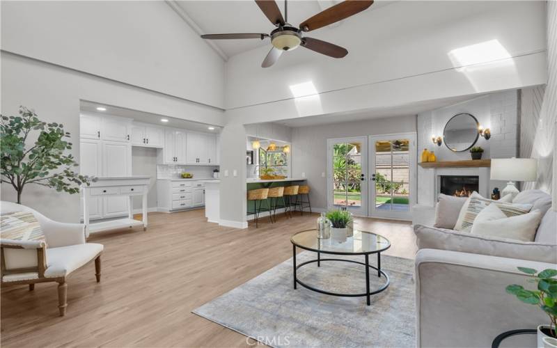 Family room open to kitchen.