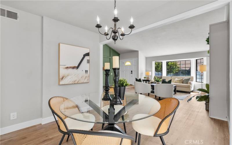 Dining room open to living room.