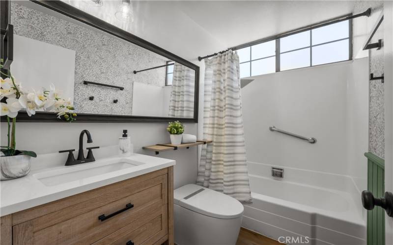 Bathroom with new vanity.