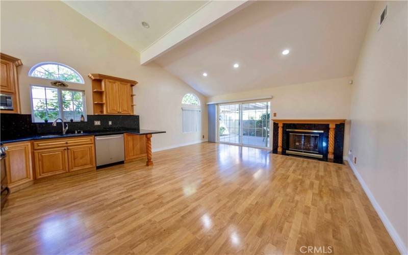 Family room and kitchen