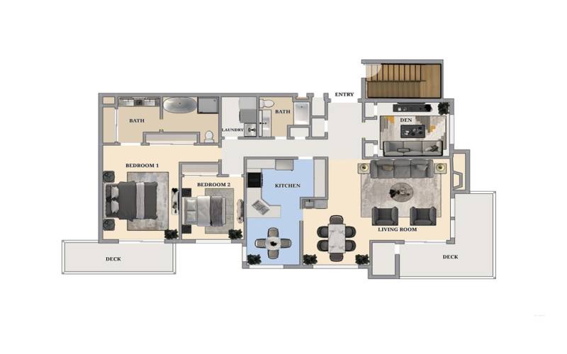 sprawling Easy live in floor plan in its own hallway with no common walls