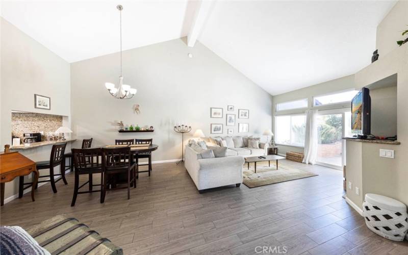 Wonderful Living Room with Vaulted Ceilings