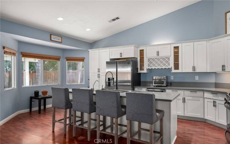 A beautiful modern kitchen with plenty of room to host!