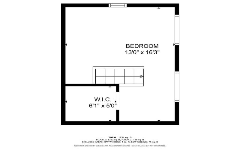 Floorplan of second floor loft. Measurements are approsimate.