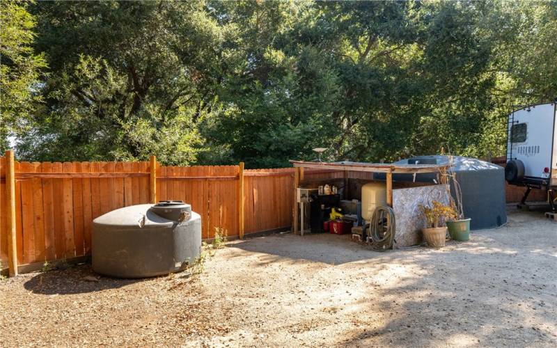 There is a 5,000 water storage tank for the well.