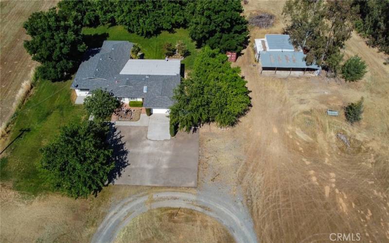 Overhead house with garage and shop