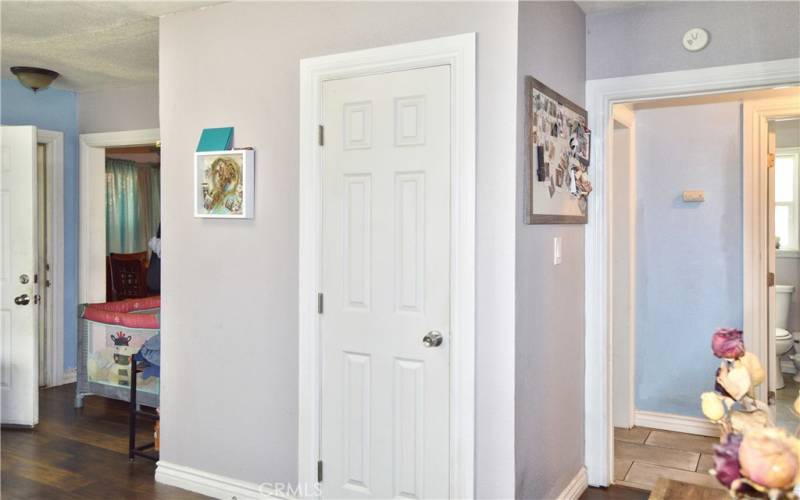 A half bath is right off of the living room so convenient for guests.