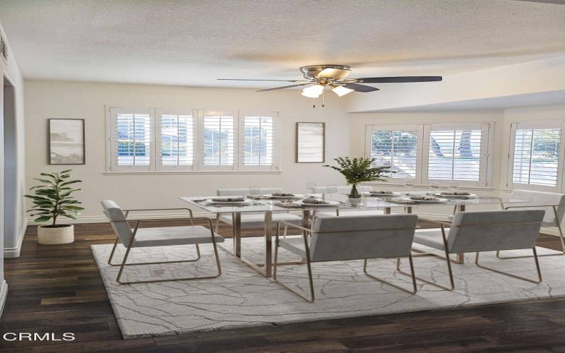 Virtually staged dining room