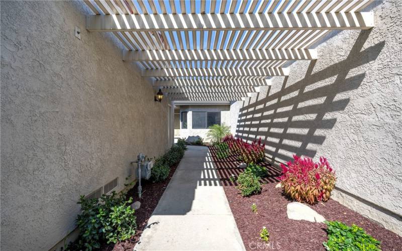 Entrance walkway, filtered shade