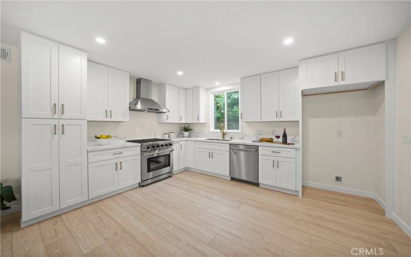 Custom cabinetry with soft close drawers and doors