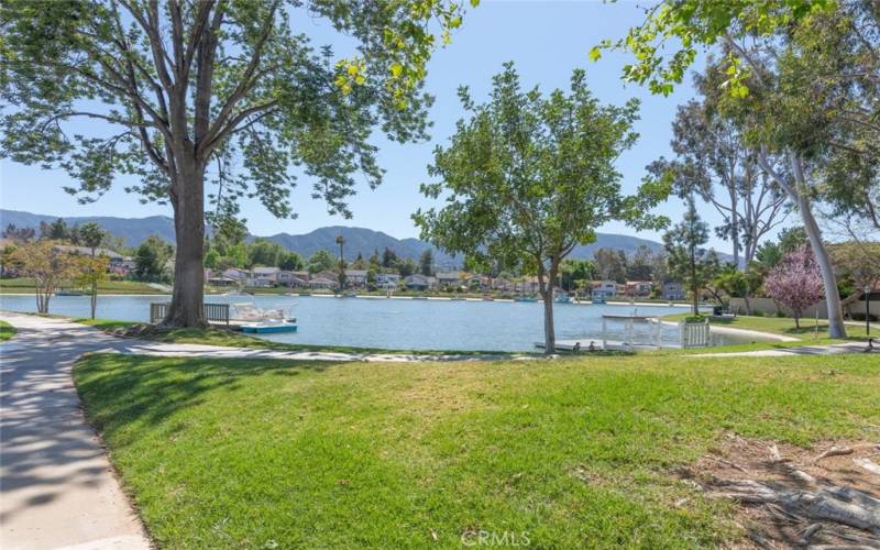 Lake with walking path