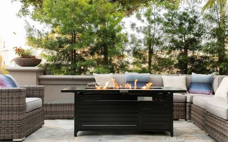 Secluded Firepit on Lush Front Patio