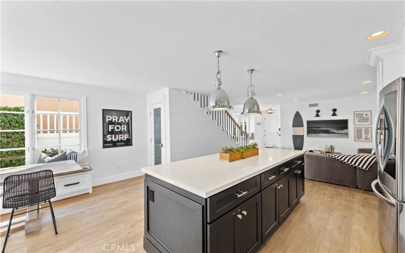 Kitchen opens to dining and downstairs sitting room