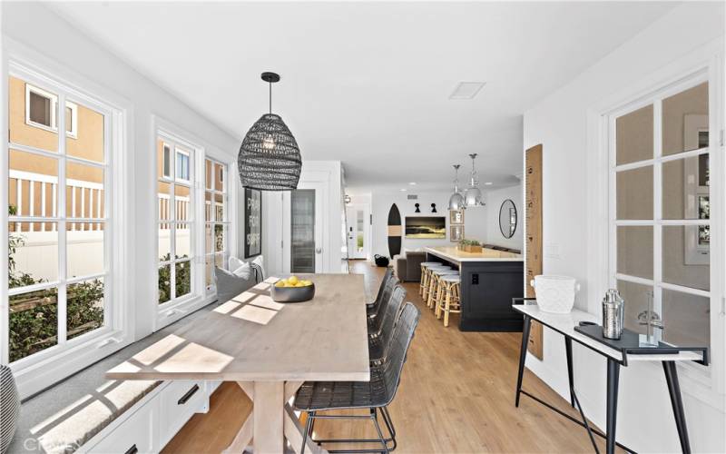 Dining area and built in banquet off kitchen