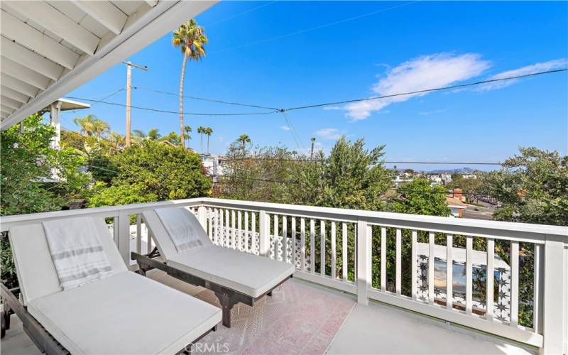 Upstairs balcony of backyard with ocean views