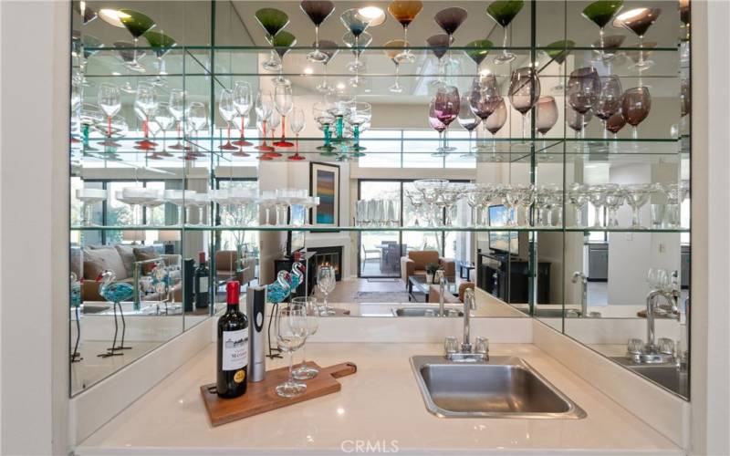 Wet bar in living room