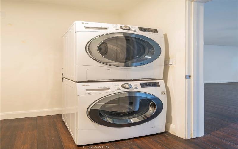 Newer stackable washer and dryer are included.